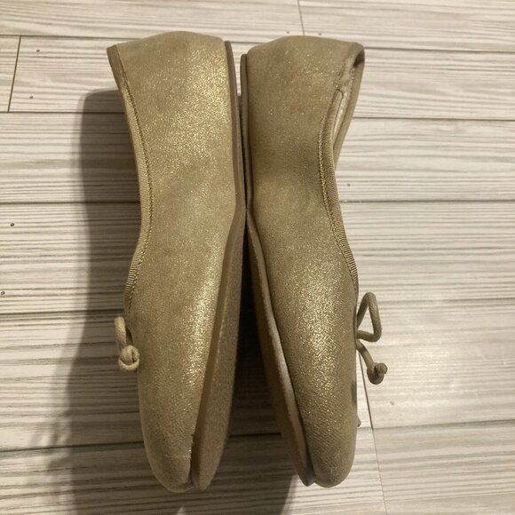 TALBOTS COZY SUEDE BALLET SLIPPERS TANISH GOLD IN COLOR SIZE 9M - Picture 8 of 9